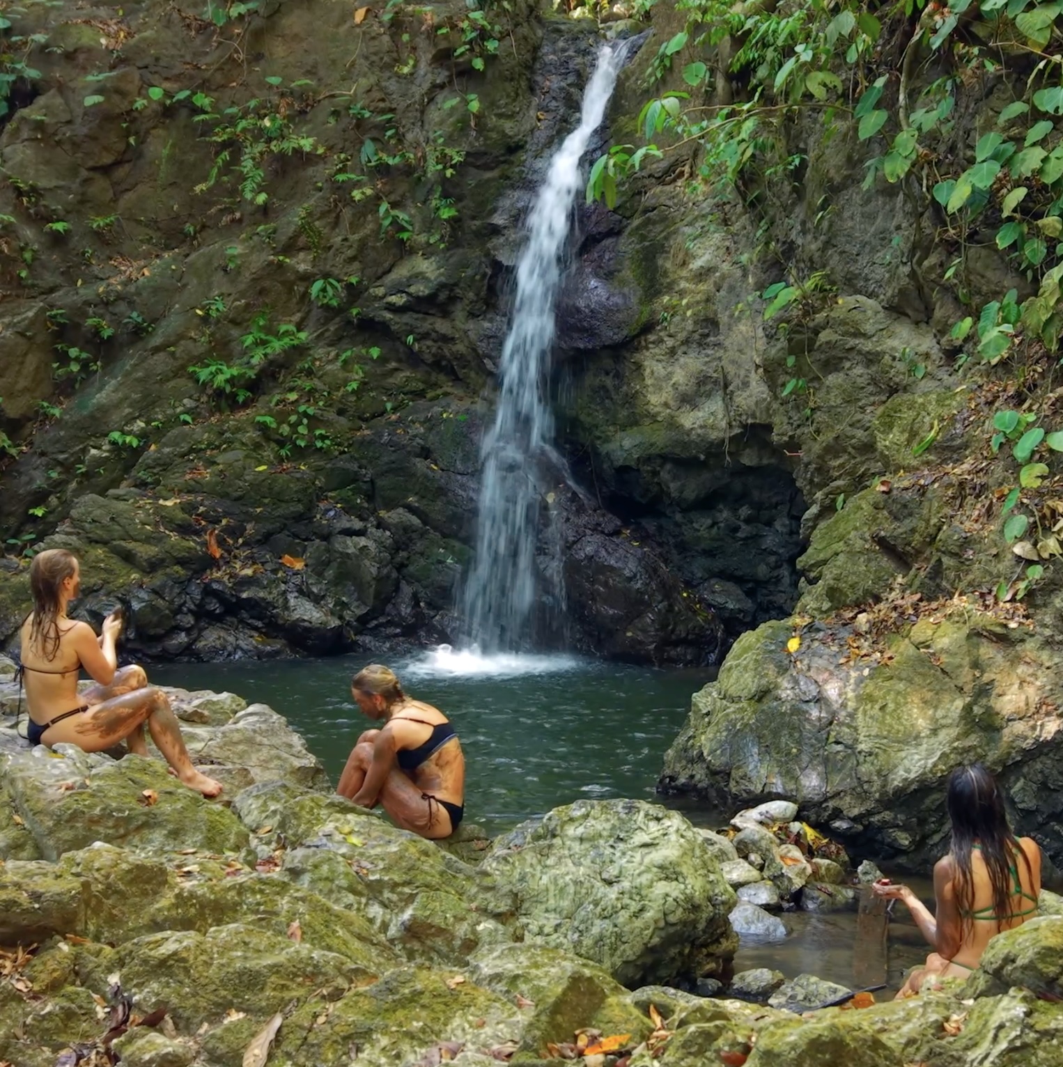 People at the waterfall