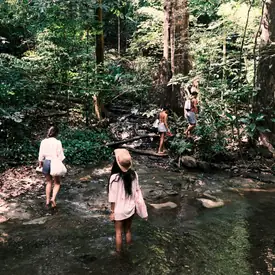 Walking through a creek