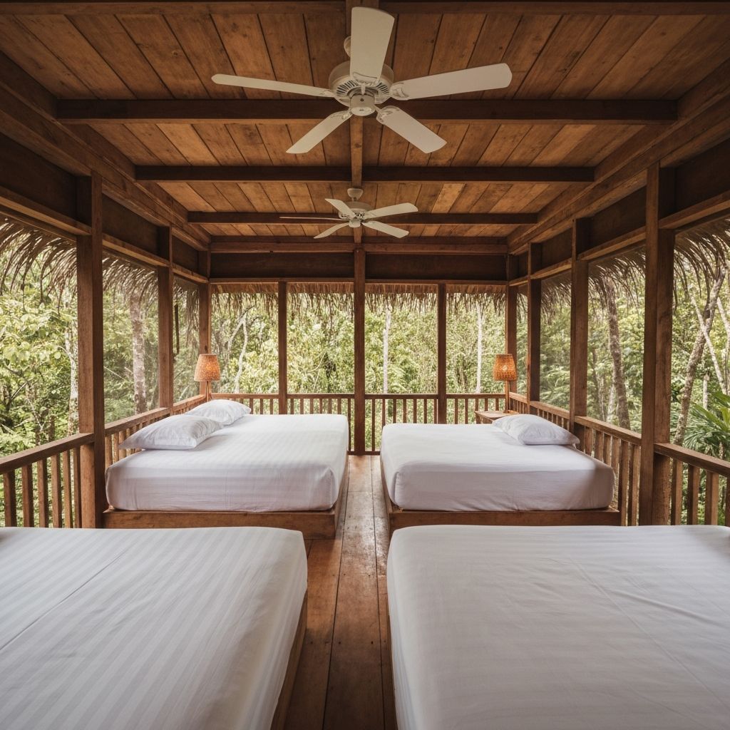 Shared loft sleeping space at Paz Corcovado
